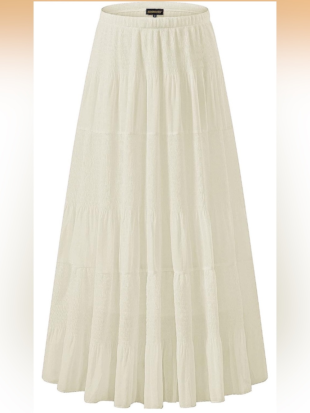 Women's White Tiered Maxi Skirt - Cream
